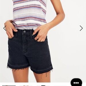 Madewell High-Rise Denim Shorts, Black Clint Wash, Drop-Hem, 29